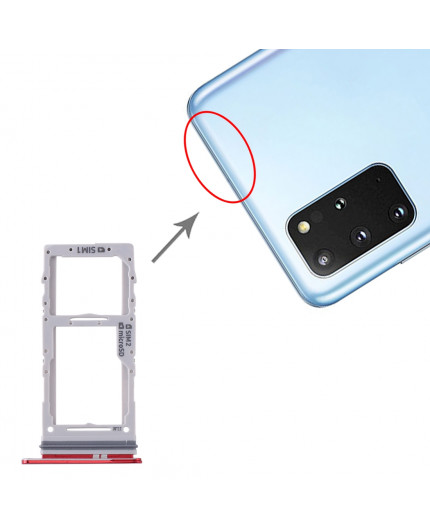 Tiroir double Sim/SD Samsung Galaxy S20 (G980F) et S20 Plus (G985F) - Rouge
