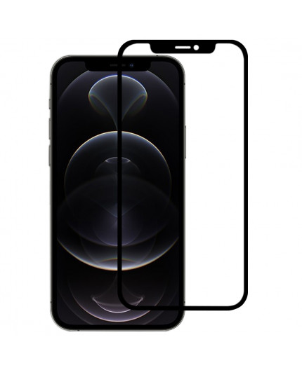 Film en Verre Trempé Intégral iPhone 12 et 12 Pro - Contour Noir
