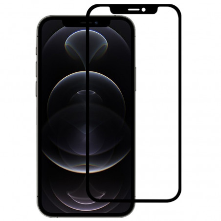 Film en Verre Trempé Intégral iPhone 12 et 12 Pro - Contour Noir
