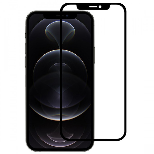 Film en Verre Trempé Intégral iPhone 12 et 12 Pro - Contour Noir