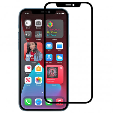 Film en Verre Trempé Intégral iPhone 12 Pro Max - Contour Noir