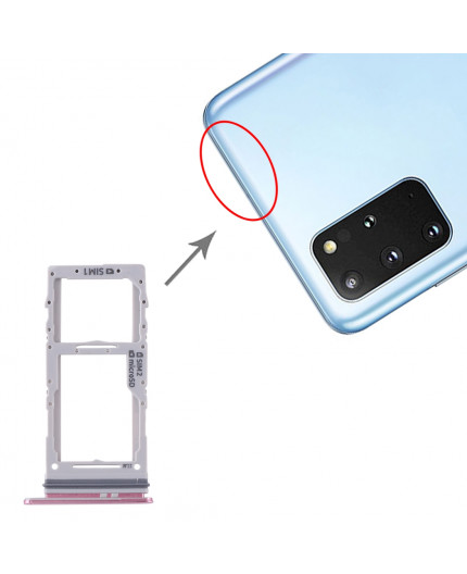 Tiroir double Sim/SD Samsung Galaxy S20 (G980F) et S20 Plus (G985F) - Rose