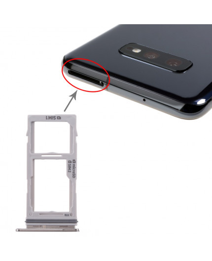 Tiroir double Sim/SD Samsung Galaxy S10 (G973F)/S10+ (G975F) - Blanc Prisme