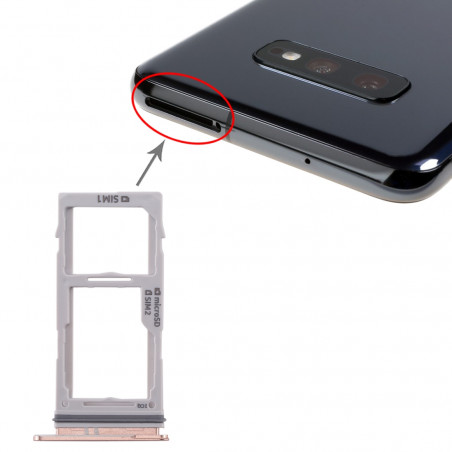 Tiroir double Sim/SD Samsung Galaxy S10 (G973F)/S10+ (G975F) -  OR Rose
