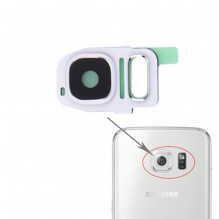 Lentille caméra arrière avec contour Samsung Galaxy S7 (G930F) - Blanc