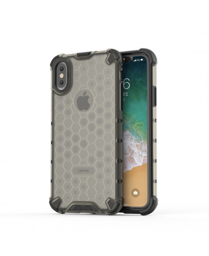 Coque Antichoc Modèle Nid d'Abeille iPhone X et XS - Gris Anthracite