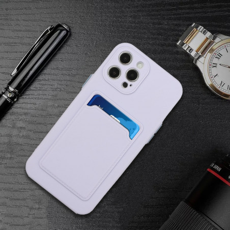 Coque Silicone avec Porte carte iPhone 12 Pro Max - Violet