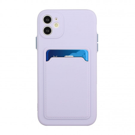 Coque Silicone avec Porte carte iPhone 12 Mini - Violet