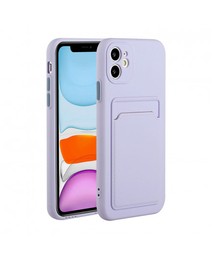 Coque Silicone avec Porte carte iPhone 12 Mini - Violet