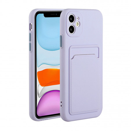 Coque Silicone avec Porte carte iPhone 12 Mini - Violet