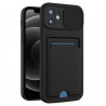 Coque avec Câche Caméra Coulissant et Porte carte iPhone 11 Pro Max - Noir
