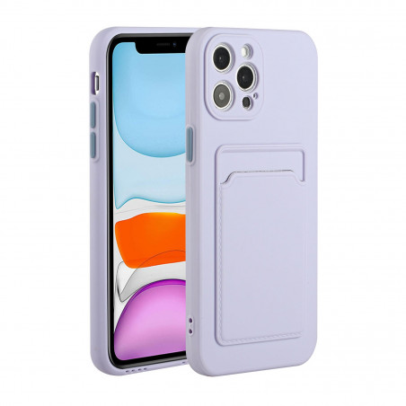 Coque Silicone avec Porte carte iPhone 12 Pro - Violet