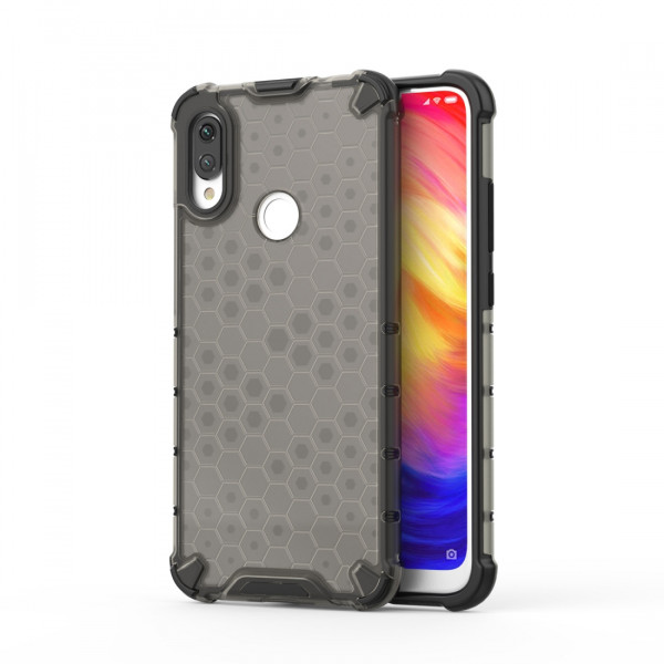 Coque Antichoc Modèle Nid d'Abeille Xiaomi Redmi Note 7/Note 7 Pro - Gris Anthracite