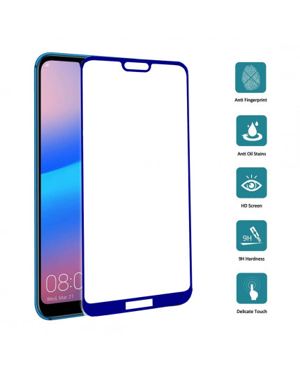 Film en Verre Trempé Intégral Huawei P20 Lite et Nova 3e - Contour Bleu