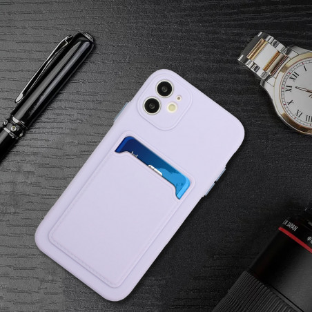 Coque Silicone avec Porte carte iPhone 12 - Violet