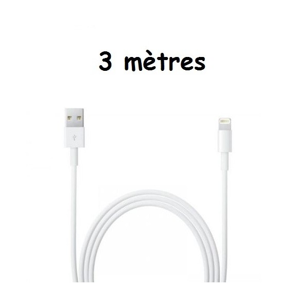 Câble Lightning de Chargement et Synchronisation iPhone/iPad/iPod - Blanc (3 M)