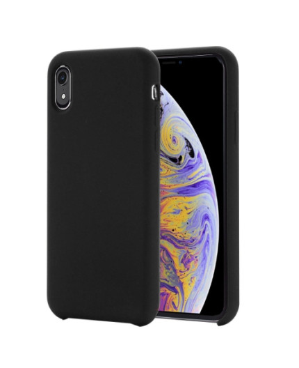 Coque Silicone Gomme intérieur façon velours iPhone XR - Noir