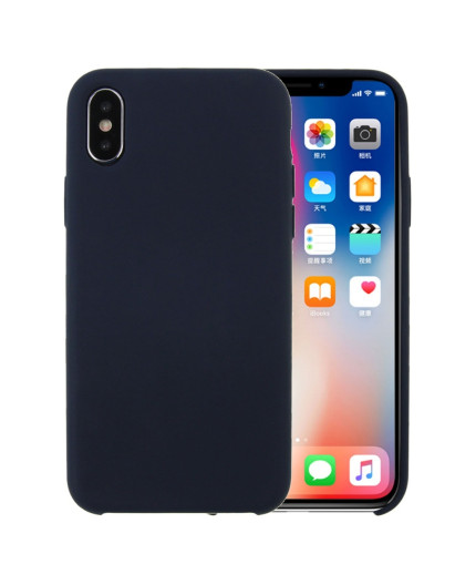 Coque Silicone Gomme intérieur façon velours iPhone X et XS - Bleu Nuit