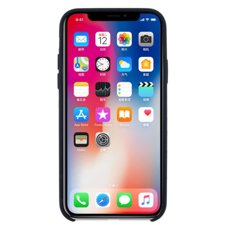 Coque Silicone Gomme intérieur façon velours iPhone X et XS - Bleu Nuit