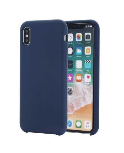 Coque Silicone Gomme intérieur façon velours iPhone XS Max - Bleu Nuit
