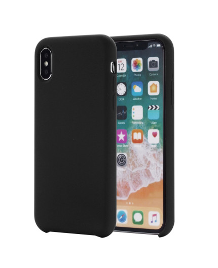 Coque Silicone Gomme intérieur façon velours iPhone XS Max - Noir