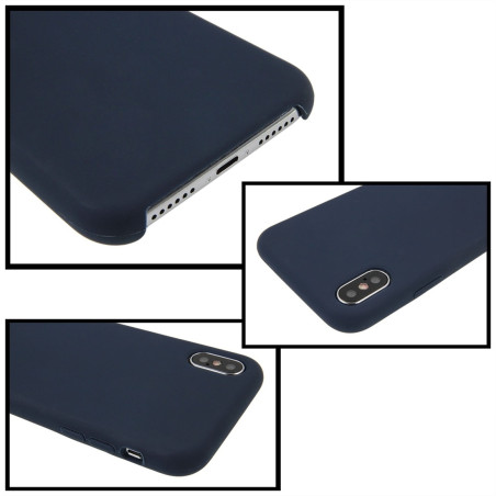 Coque Silicone Gomme intérieur façon velours iPhone XR - Bleu Nuit