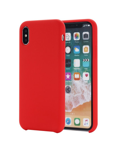 Coque Silicone Gomme intérieur façon velours iPhone XR - Rouge