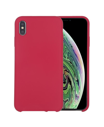 Coque Silicone Gomme intérieur façon velours iPhone X et XS - Rose Camélia