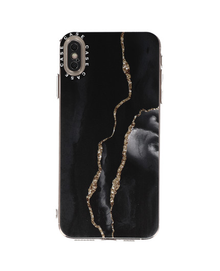 Coque souple à motif marbré noir or pour iPhone XS Max