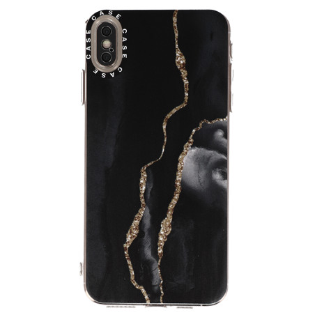 Coque souple à motif marbré noir or pour iPhone XS Max