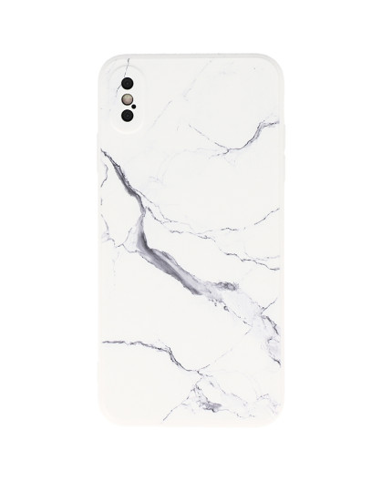 Coque souple à motif marbré gris blanc pour iPhone XS Max