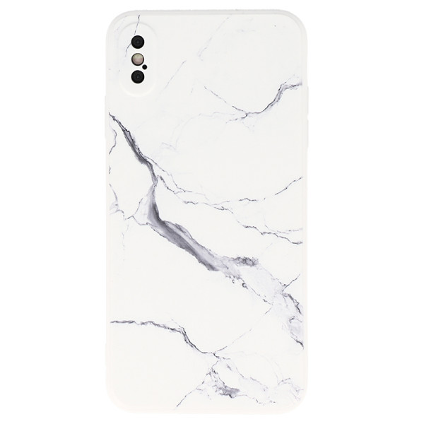 Coque souple à motif marbré gris blanc pour iPhone XS Max