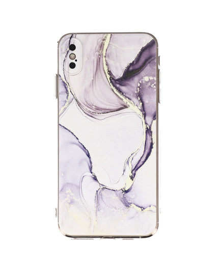 Coque souple à motif marbré violet pour iPhone X et XS