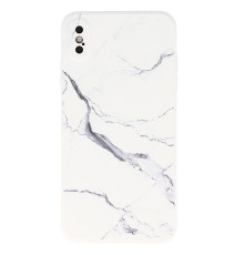 Coque souple à motif marbré gris blanc pour iPhone X et XS