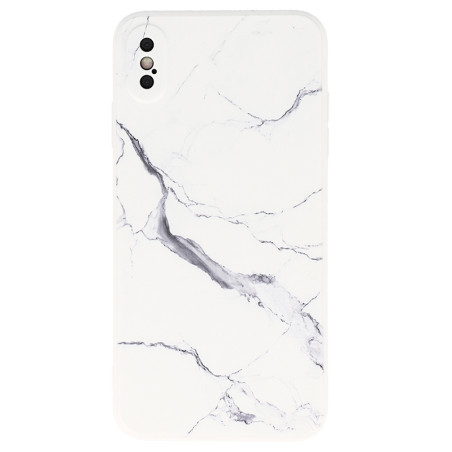 Coque souple à motif marbré gris blanc pour iPhone X et XS