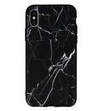 Coque souple à motif marbré noir blanc pour iPhone X et XS