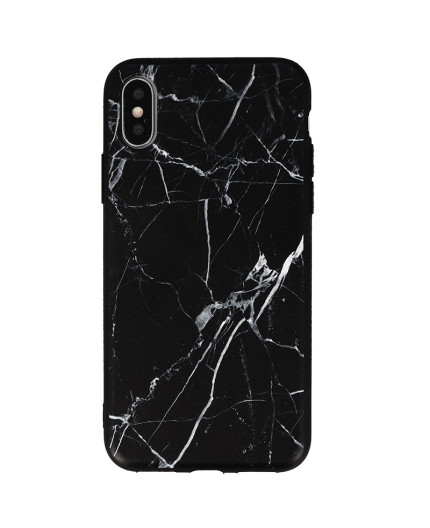 Coque souple à motif marbré noir blanc pour iPhone X et XS