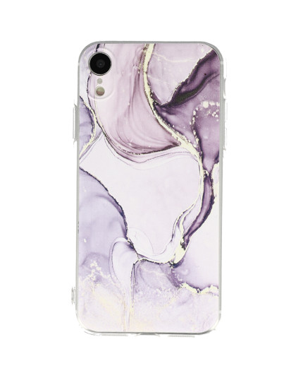 Coque souple à motif marbré violet pour iPhone XR