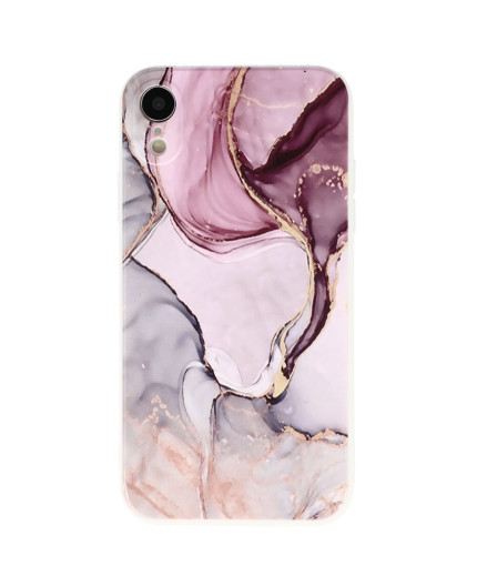 Coque souple à motif marbré rose pour iPhone XR