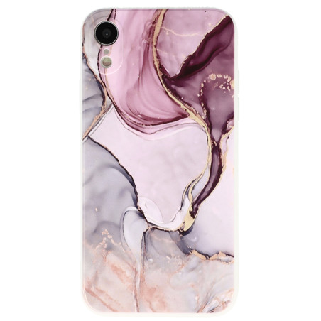 Coque souple à motif marbré rose pour iPhone XR