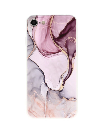 Coque souple à motif marbré rose pour iPhone 7,8,SE 2020 et SE 2022