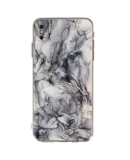 Coque souple à motif marbré noir pour iPhone XS Max