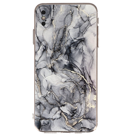 Coque souple à motif marbré noir pour iPhone XS Max