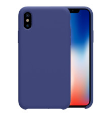 Coque Silicone Gomme intérieur façon velours iPhone X et XS - Bleu Cobalt