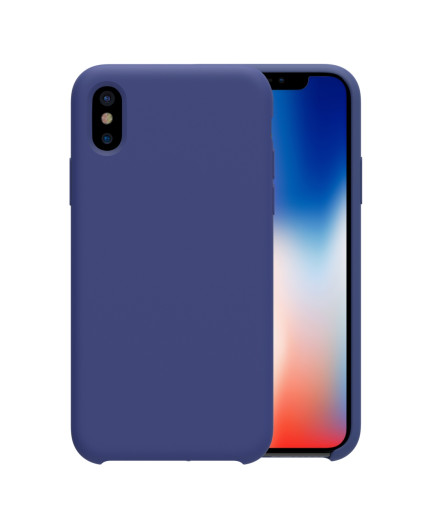 Coque Silicone Gomme intérieur façon velours iPhone X et XS - Bleu Cobalt