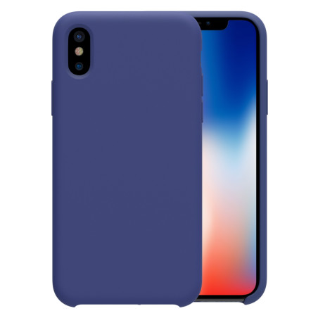 Coque Silicone Gomme intérieur façon velours iPhone X et XS - Bleu Cobalt