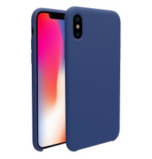 Coque Silicone Gomme intérieur façon velours iPhone X et XS - Bleu Cobalt
