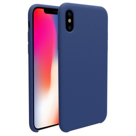 Coque Silicone Gomme intérieur façon velours iPhone X et XS - Bleu Cobalt