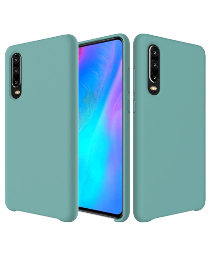 Coque Silicone Gomme Intérieur Façon Velours Huawei P30 - Bleu Méditerranée