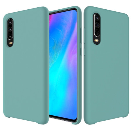 Coque Silicone Gomme Intérieur Façon Velours Huawei P30 - Bleu Méditerranée